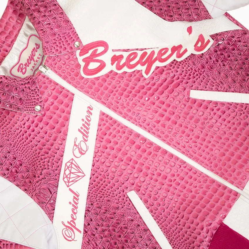 Breyer's Special Rebel Refined Edition Pink White Combo Leather Jacket