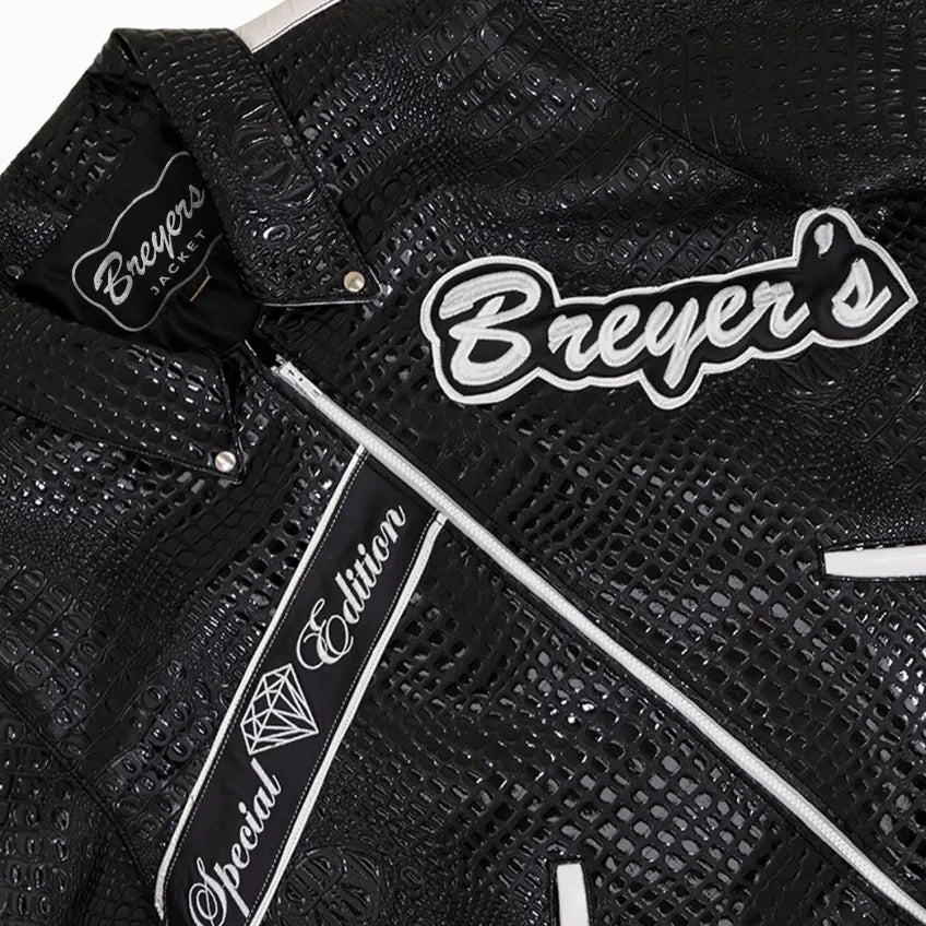 Breyer's Special Rebel Refined Edition Black White Combo Leather Jacket