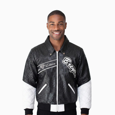 Breyer's Special Rebel Refined Edition Black White Combo Leather Jacket