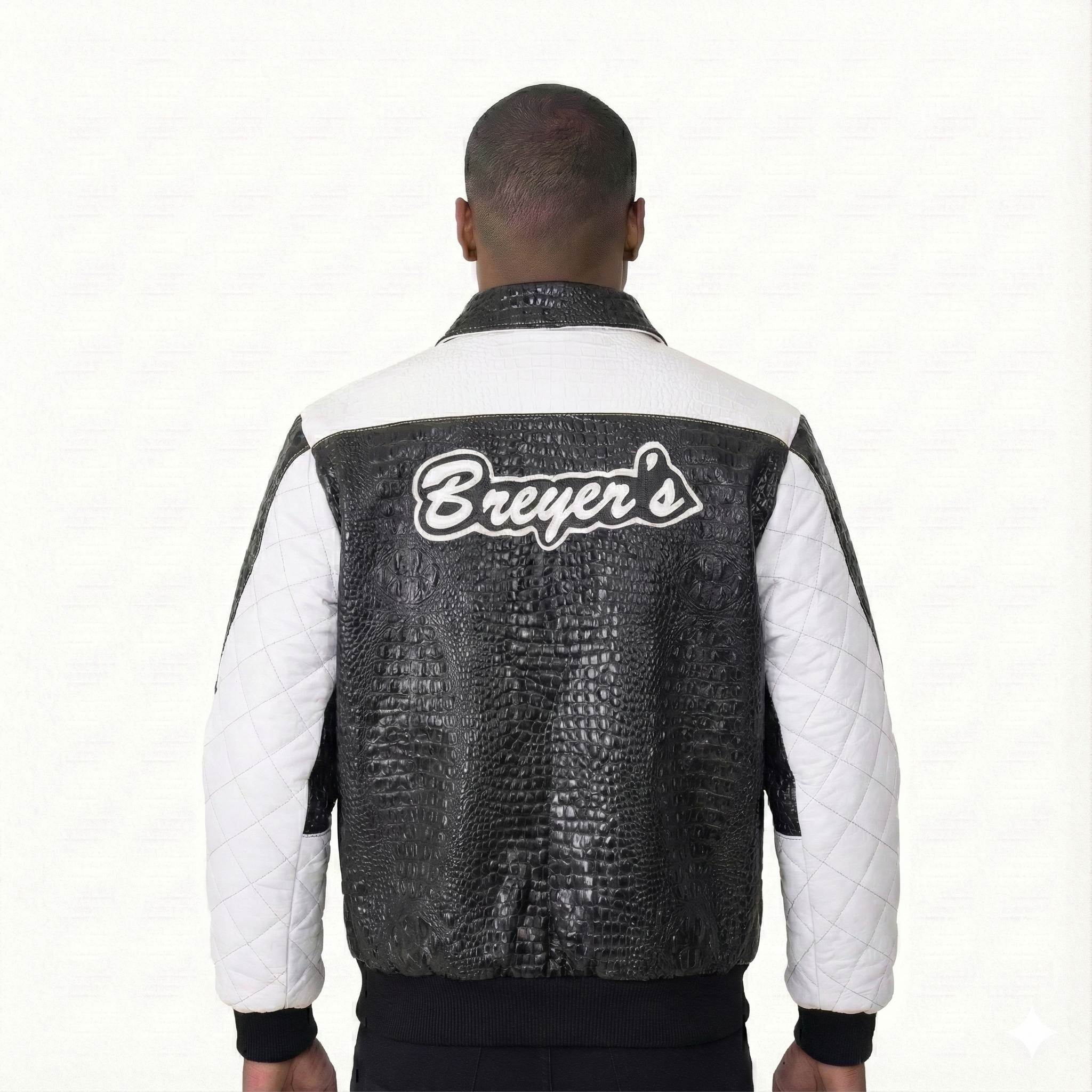 Breyer's Special Rebel Refined Edition Black White Combo Leather Jacket