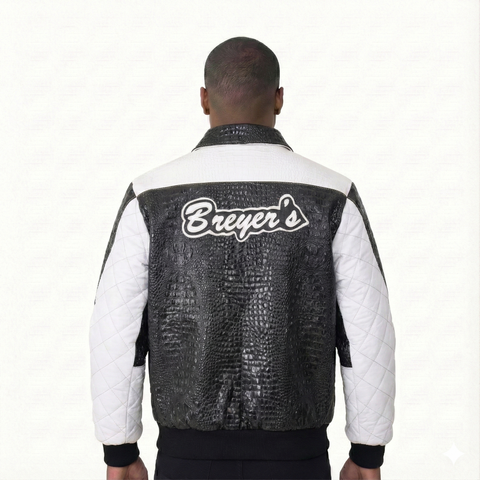 Breyer's Special Rebel Refined Edition Black White Combo Leather Jacket