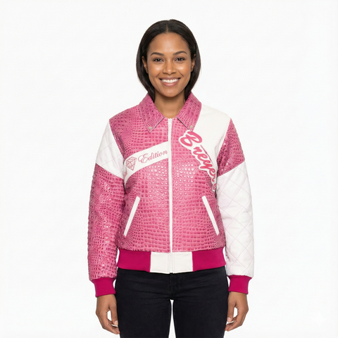 Breyer's Special Rebel Refined Edition Pink White Combo Leather Jacket