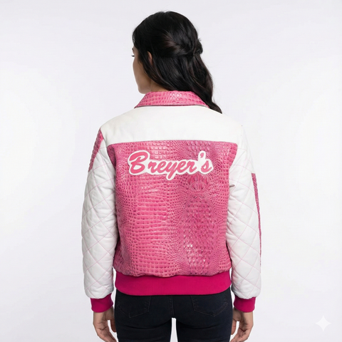 Breyer's Special Rebel Refined Edition Pink White Combo Leather Jacket