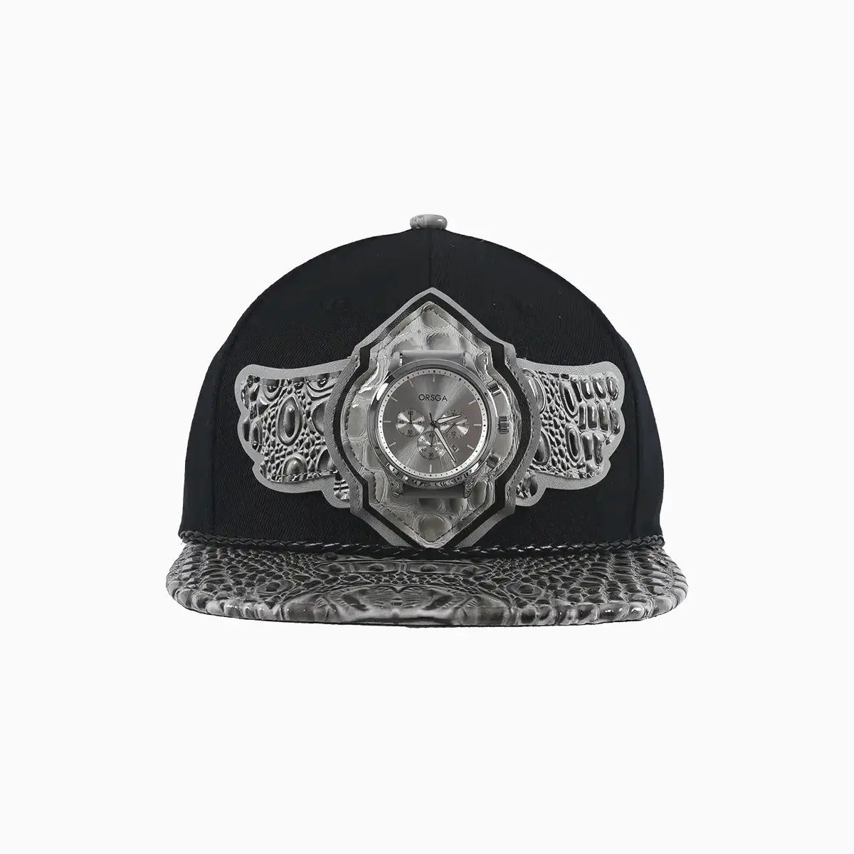 Breyer's Buck 50 Real Leather Black Grey Fusion Crown Watch Hat