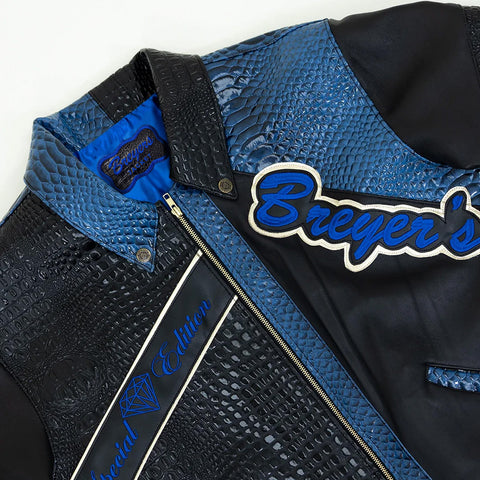 Breyer's Special Rebel Refined Edition Black Blue Combo Leather Jacket