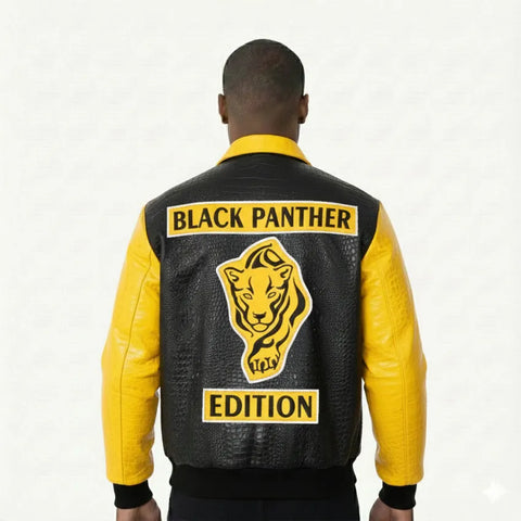 Breyer's Majestic Spirit Black Yellow Pattern Bomber Leather Jacket