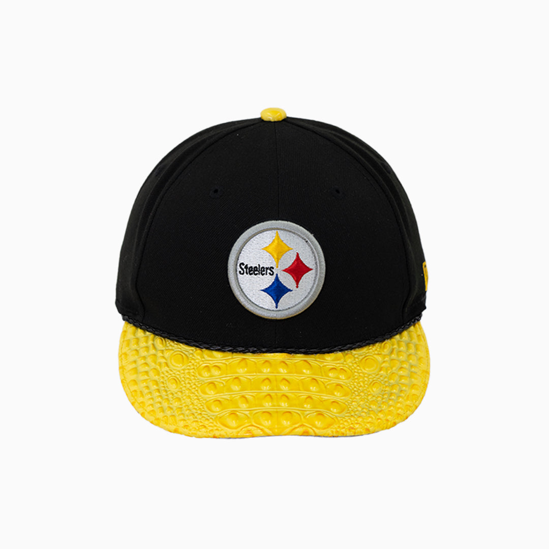 breyers-buck-50-pittsburgh-steelers-nfl-hat-with-leather-visor-breyers-psh-blk-yelo