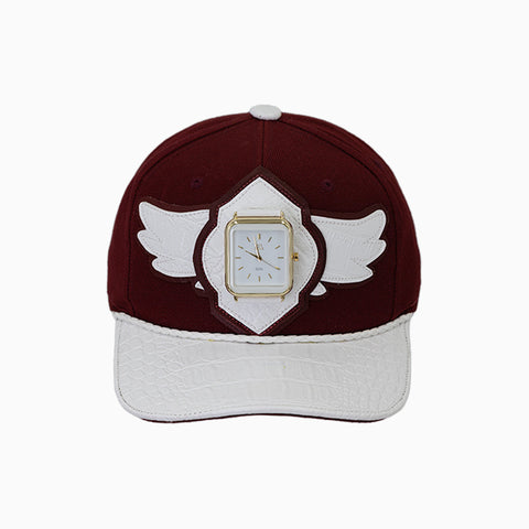 Breyer's Buck 50 Woolmark Edition Red White Combo Watch Hat with Leather Visor